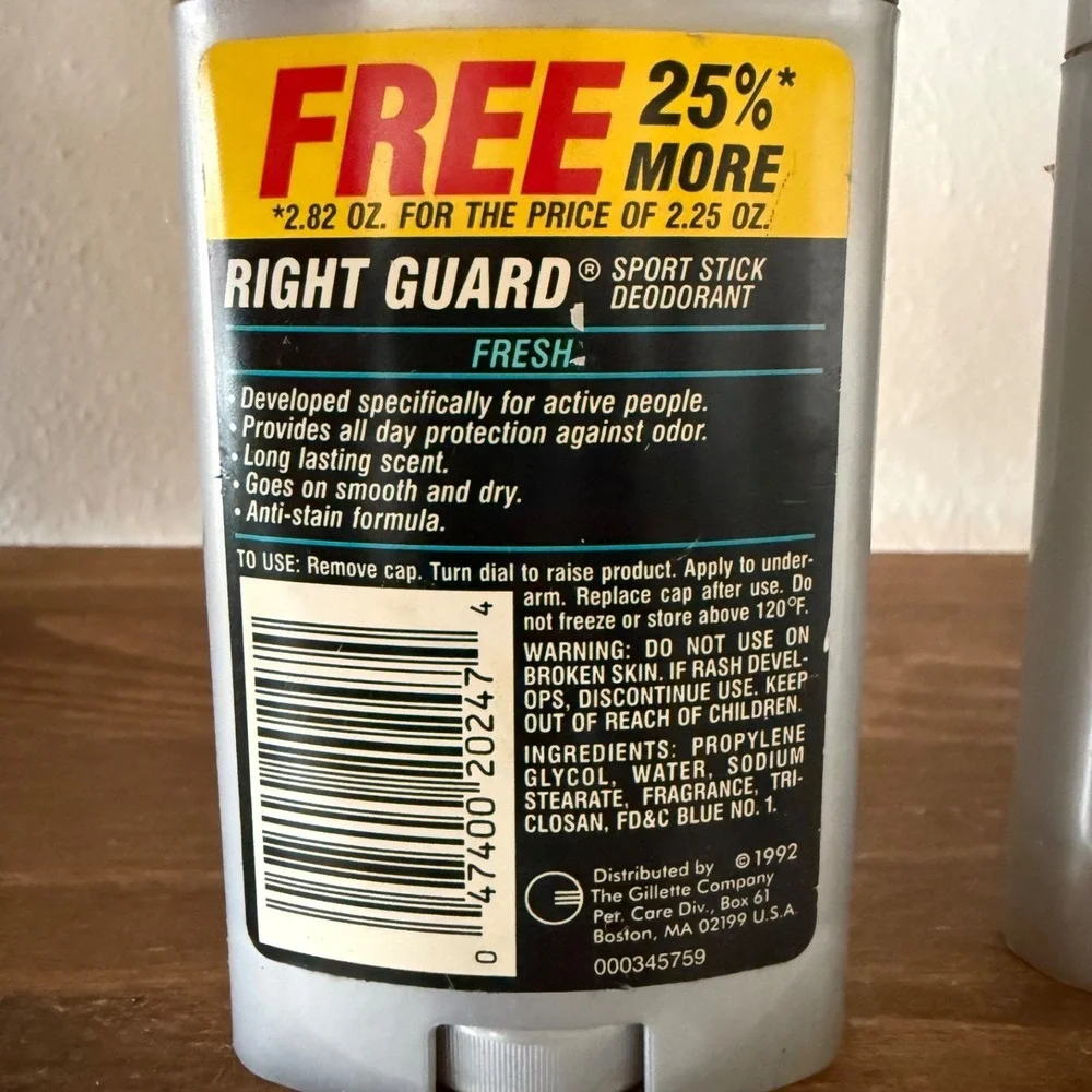Vintage Right Guard Sport Deodorant 2.82 oz 1992 Stick Lot 3 Old Stock Rare Prop
